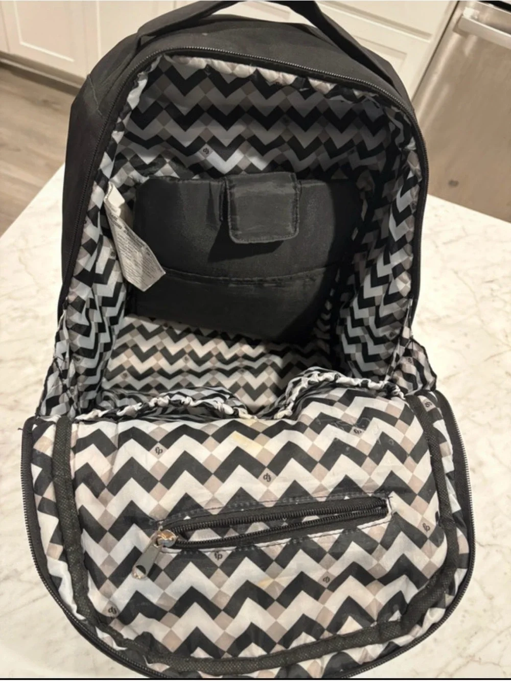 Fisher-Price Black Diaper Bag Backpack with Insulated Pouch and Changing Pad